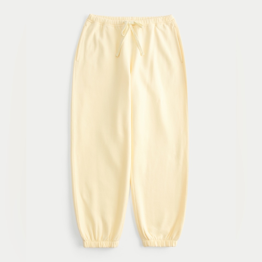FOREVER21 Pastel Yellow Sweatpants Loungewear Baggy Cotton Pants Back Pocket M - Picture 4 of 16